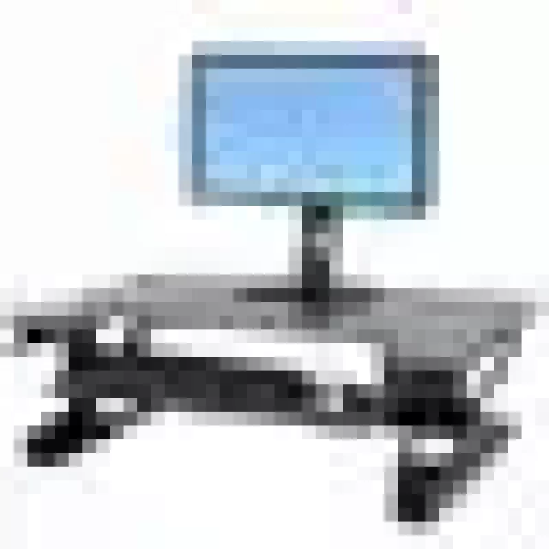 Stalinis keitiklio stovas ERGOTRON WorkFit-T Juoda — nerūdijančio plieno rėmas, aukštis 380 mm, maks. apkrova 15,9 kg