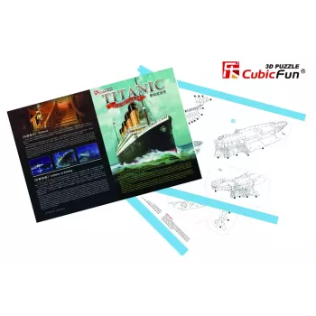 3D dėlionė Cubicfun Titanic Big T4011H — 1024 dalys, mastelinis laivo modelis