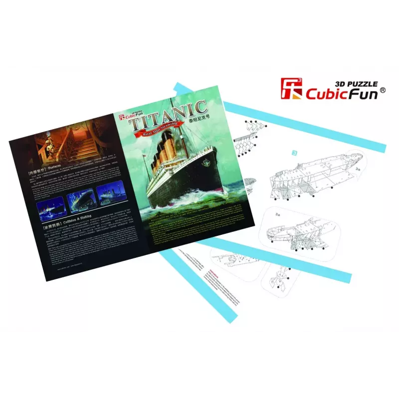 3D dėlionė Cubicfun Titanic Big T4011H — 1024 dalys, mastelinis laivo modelis