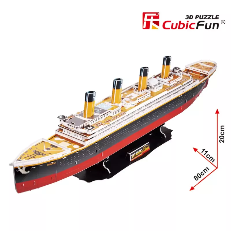 3D dėlionė Cubicfun Titanic Big T4011H — 1024 dalys, mastelinis laivo modelis
