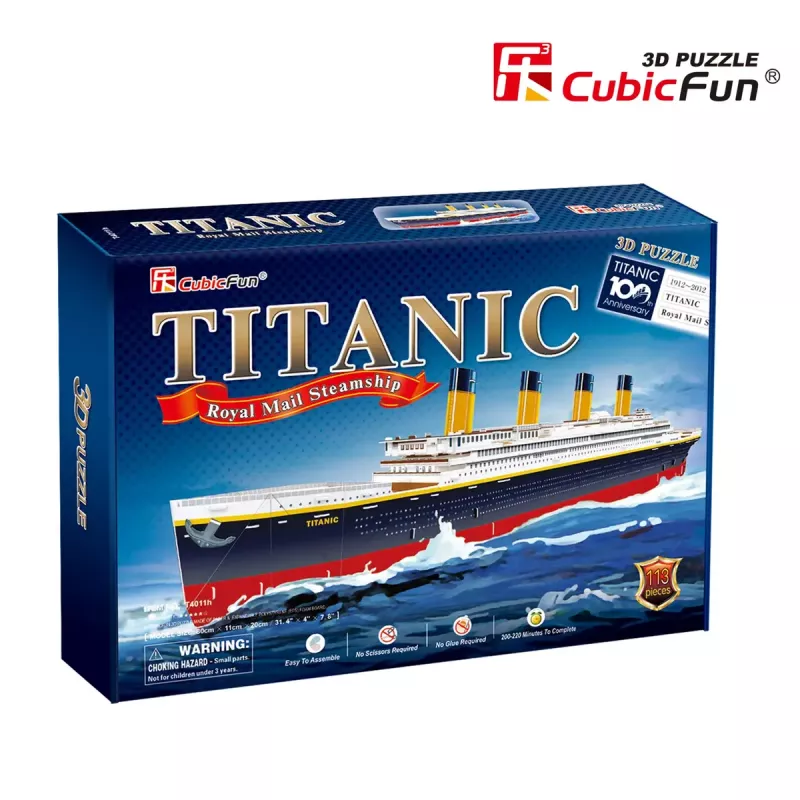 3D dėlionė Cubicfun Titanic Big T4011H — 1024 dalys, mastelinis laivo modelis