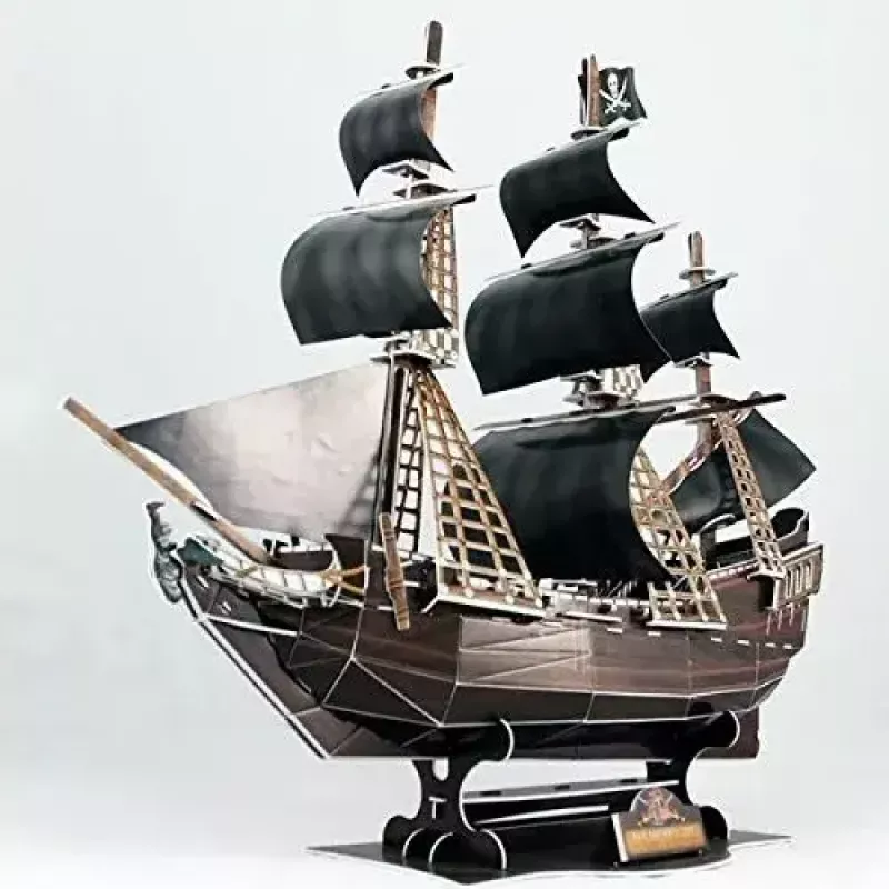 3D dėlionė CubicFun piratų laivas 'Queen Anne's Revenge' modelis T4005H, kartoninis surinkimas