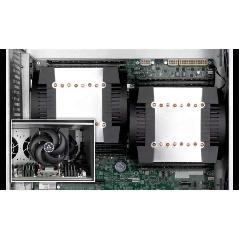 4U server air cooler Arctic Freezer 4U‑M Rev. 2 — 120 mm ventiliatorius, 122,16 m³/h oro srautas, dvigubas rutulinis guolis, 156×124×145 mm, TDP 350 W