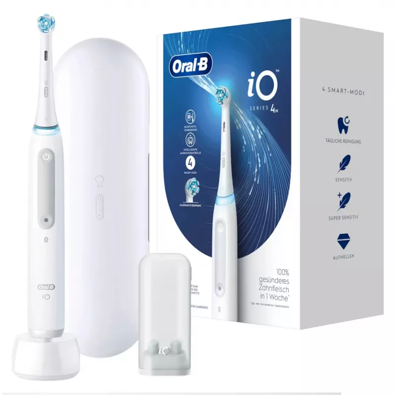 Oral-B iO Series 4 Quite suaugusiųjų besisukantis dantų šepetėlis baltas