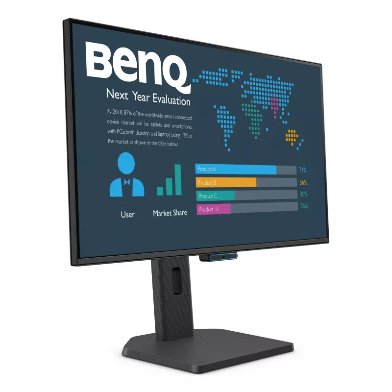 27 colių BenQ FHD verslo monitorius — 1920×1080, 5 ms, IPS tipo 178° žiūrėjimo kampai, matinis, įmontuoti garsiakalbiai, VESA, aukščio reguliavimas