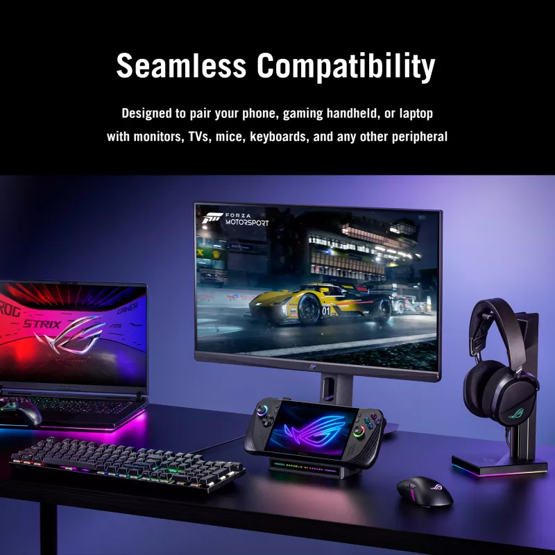 Doko stotelė ASUS ROG Bulwark Dock 2025 DG300 USB Type-C, 1x RJ-45, 1x HDMI, juoda, 160×74×25,5 mm