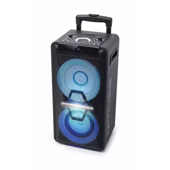 Nešiojamas garsiakalbis Muse M-1920 DJ — 300 W RMS, maitinamas kintamąja srove, 3,5 mm įvestis, 256×287×534 mm, 7 kg, juodas