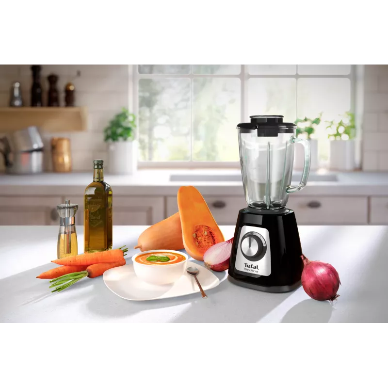 Stalinis trintuvas Tefal BL4358 — 800 W, 1,25 l stiklinis indas, ledo smulkinimas, juoda/šlifuotas plienas