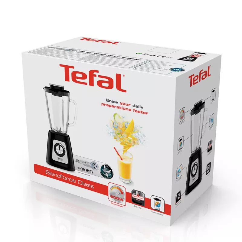 Stalinis trintuvas Tefal BL4358 — 800 W, 1,25 l stiklinis indas, ledo smulkinimas, juoda/šlifuotas plienas