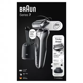 Elektrinė folijos skutimosi mašinėlė Braun Series 7 71-S7200c Juoda Sidabrinė Ličio jonų 50 min.
