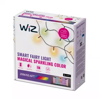 WiZ Fairy Light 20M, išmanioji šviesos girlianda, Wi-Fi/Bluetooth, juoda, Wi-Fi 4 (802.11n), 802.11b, 802.11g, LED, plastikas