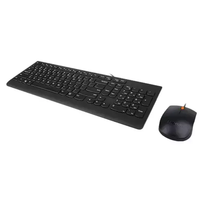 Laidinės klaviatūros ir pelės rinkinys Lenovo 300 — pilno dydžio QWERTY US English, USB, juodas, 1,8 m kabelis, pelė 1600 DPI