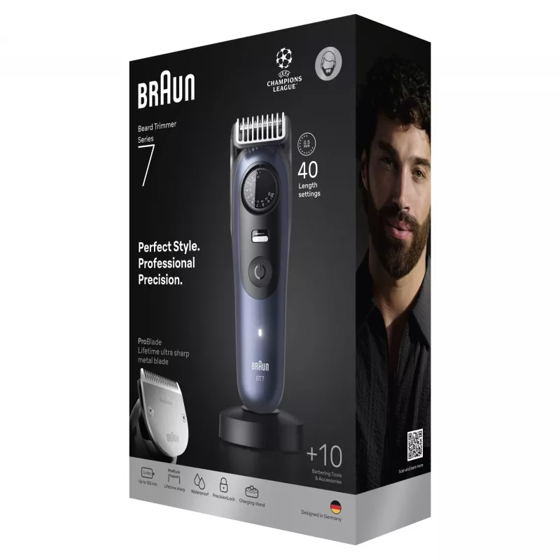 Barzdaskutė Braun BeardTrimmer 7 BT7540 0,5–20 mm Baterija Juoda Mėlyna