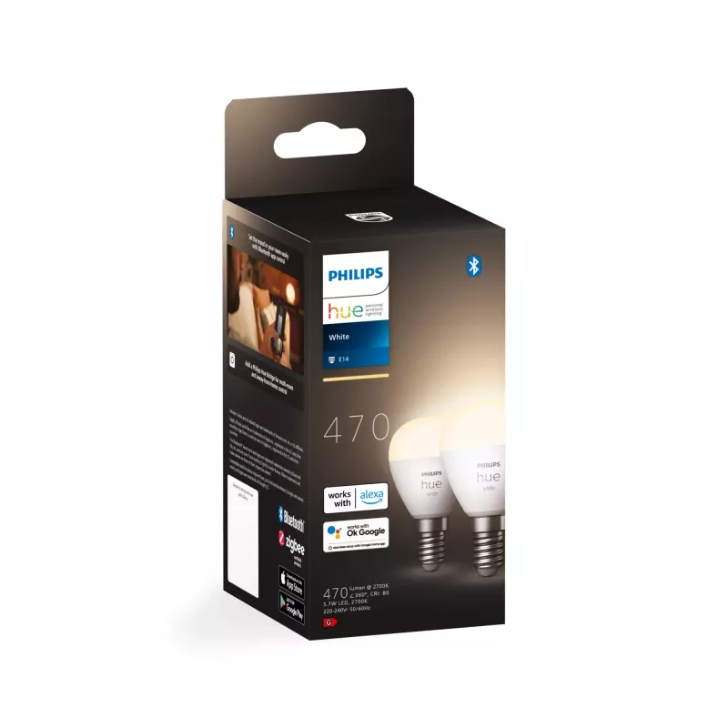Išmanioji lemputė Philips Hue White Lustre E14 Bluetooth Zigbee 2 vnt. pakuotė