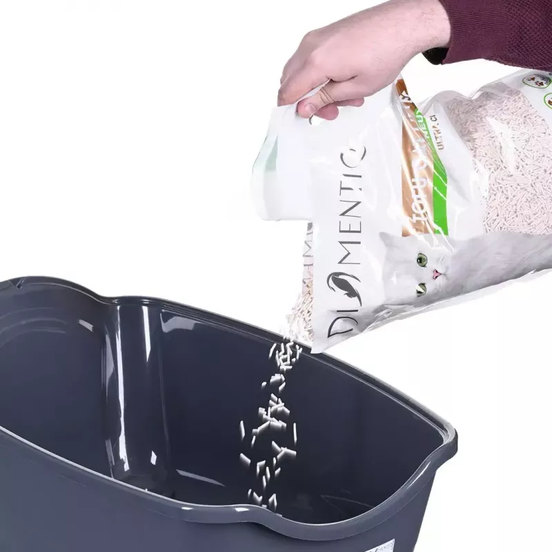 Kačių tualetas DIAMENTIQ BAYA šviesiai pilkas/tamsiai pilkas 55,5×40×38,7 cm, plastikinis, reversinis durelės