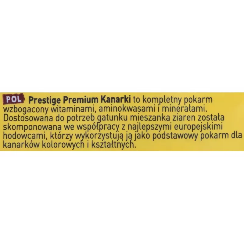 Sausas pilnas mišinys kanarėlėms VERSELE-LAGA Prestige Premium 800 g — 17% baltymų, 13% riebalų, 6% ląstelienos