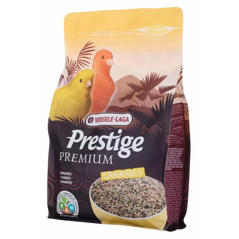Sausas pilnas mišinys kanarėlėms VERSELE-LAGA Prestige Premium 800 g — 17% baltymų, 13% riebalų, 6% ląstelienos