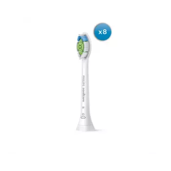 Dantų šepetėlio galvučių komplektas Philips HX6068/87 Optimal White, 8 vnt., baltos, vidutinio kietumo šereliai, keitimo intervalas 3 mėn.