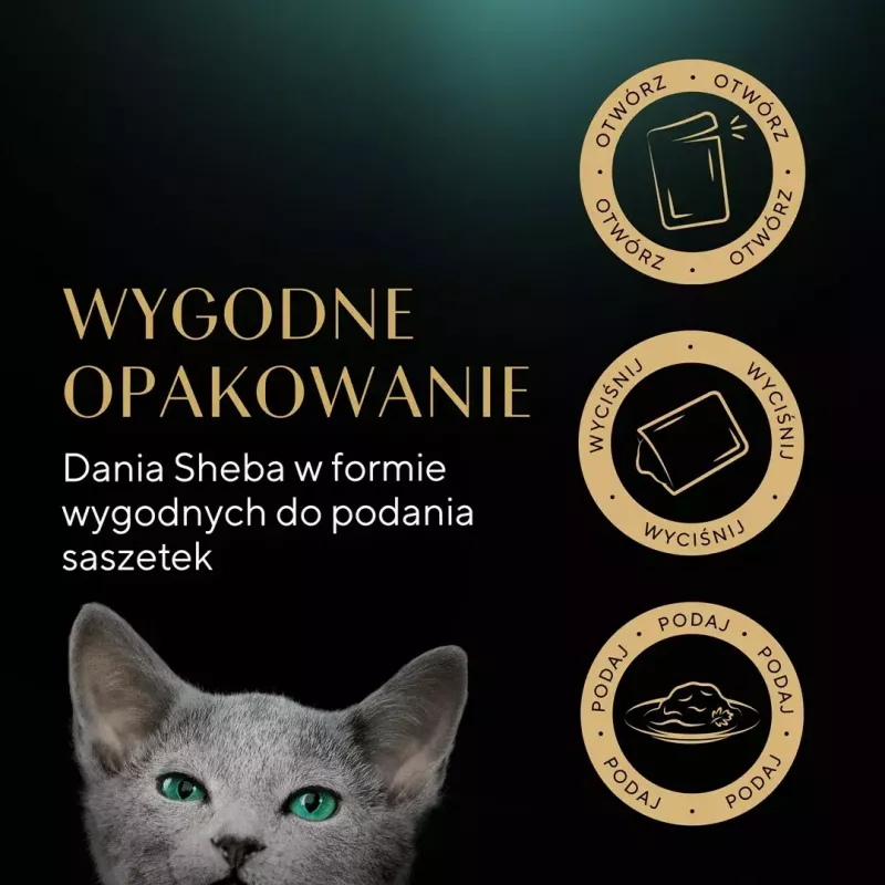 Šlapias kačių maistas Sheba Kitten Selection of Flavors in Sauce 40×85 g — šlapias maistas jauniems kačiukams, 40 pakelių po 85 g, 3,4 kg, vištienos skonio