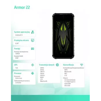 Išmanusis telefonas UleFone Armor 22 6,58 colio 8/256 GB Žalias