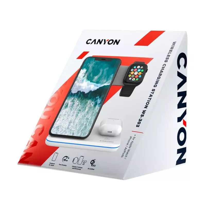 Sieninis įkroviklis Canyon WS-303 baltas greitas įkrovimas