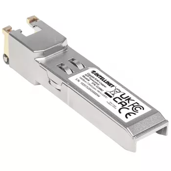 Intellinet siųstuvas-imtuvas Module Optical, Gigabit RJ45 Copper SFP, 1000Base-T (RJ45) prievadas, 100 m, atitinka MSA, atitikmuo Cisco GLC-T, Ethernet, Šviesolaidinis/Skaidulinis, Trejų metų garantija