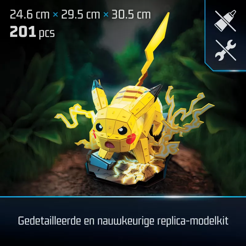 4D Build , Pokémon Pikachu 3D modelio rinkinys, Pokémon figūrėlė, Kanto pirmųjų partnerių kolekcija, stalo dekoras, 201 detalė, nuo 12 metų