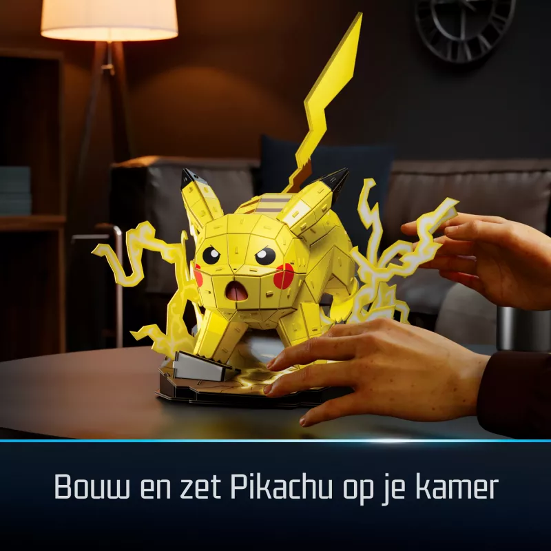 4D Build , Pokémon Pikachu 3D modelio rinkinys, Pokémon figūrėlė, Kanto pirmųjų partnerių kolekcija, stalo dekoras, 201 detalė, nuo 12 metų