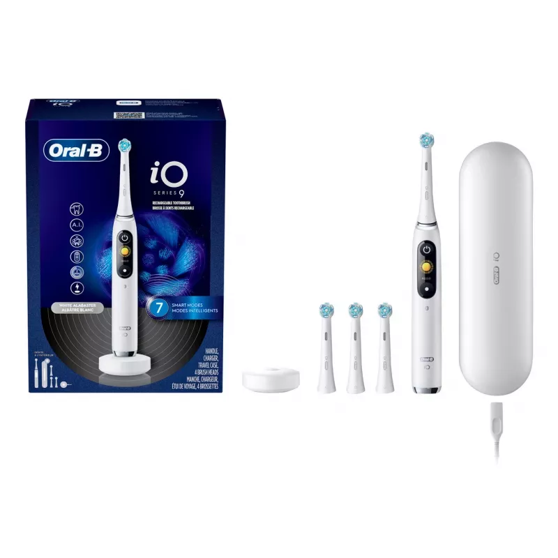 Elektrinis dantų šepetėlis Oral‑B iO Series 9 Luxe Edition — baltas alabastras