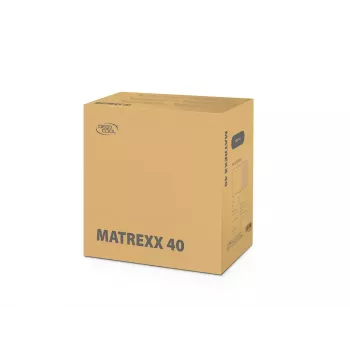 PC korpusas DeepCool MATREXX 40 3FS Micro Tower — Micro ATX/Mini-ITX, grūdintas stiklas, 3x140/2x120 ventiliatorių palaikymas, GPU iki 320 mm, 2x3,5 colio + 2x2,5 colio, juodas