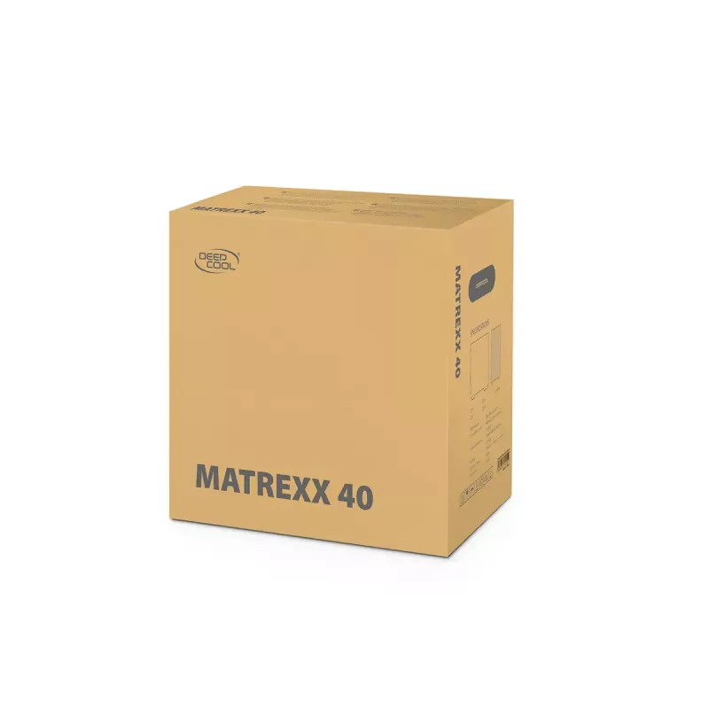 PC korpusas DeepCool MATREXX 40 3FS Micro Tower — Micro ATX/Mini-ITX, grūdintas stiklas, 3x140/2x120 ventiliatorių palaikymas, GPU iki 320 mm, 2x3,5 colio + 2x2,5 colio, juodas