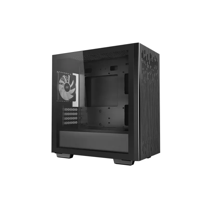 PC korpusas DeepCool MATREXX 40 3FS Micro Tower — Micro ATX/Mini-ITX, grūdintas stiklas, 3x140/2x120 ventiliatorių palaikymas, GPU iki 320 mm, 2x3,5 colio + 2x2,5 colio, juodas