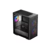 PC korpusas DeepCool MATREXX 40 3FS Micro Tower — Micro ATX/Mini-ITX, grūdintas stiklas, 3x140/2x120 ventiliatorių palaikymas, GPU iki 320 mm, 2x3,5 colio + 2x2,5 colio, juodas
