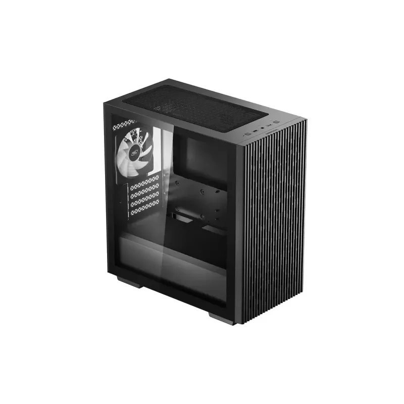 PC korpusas DeepCool MATREXX 40 3FS Micro Tower — Micro ATX/Mini-ITX, grūdintas stiklas, 3x140/2x120 ventiliatorių palaikymas, GPU iki 320 mm, 2x3,5 colio + 2x2,5 colio, juodas