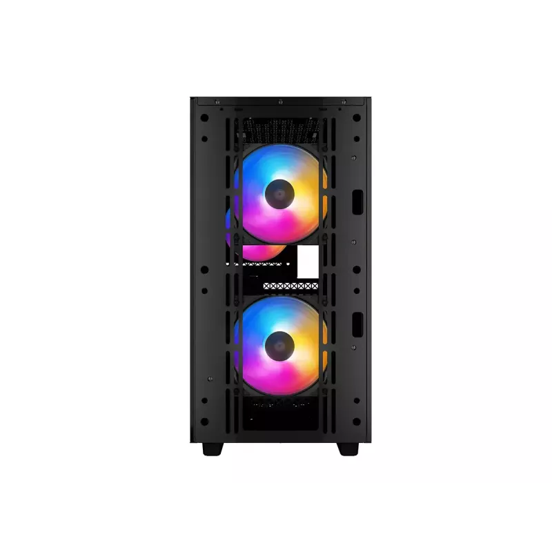 PC korpusas DeepCool MATREXX 40 3FS Micro Tower — Micro ATX/Mini-ITX, grūdintas stiklas, 3x140/2x120 ventiliatorių palaikymas, GPU iki 320 mm, 2x3,5 colio + 2x2,5 colio, juodas