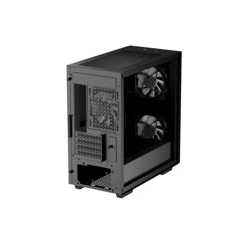PC korpusas DeepCool MATREXX 40 3FS Micro Tower — Micro ATX/Mini-ITX, grūdintas stiklas, 3x140/2x120 ventiliatorių palaikymas, GPU iki 320 mm, 2x3,5 colio + 2x2,5 colio, juodas