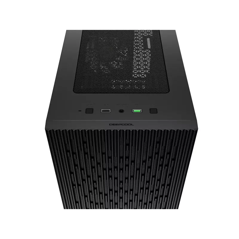 PC korpusas DeepCool MATREXX 40 3FS Micro Tower — Micro ATX/Mini-ITX, grūdintas stiklas, 3x140/2x120 ventiliatorių palaikymas, GPU iki 320 mm, 2x3,5 colio + 2x2,5 colio, juodas
