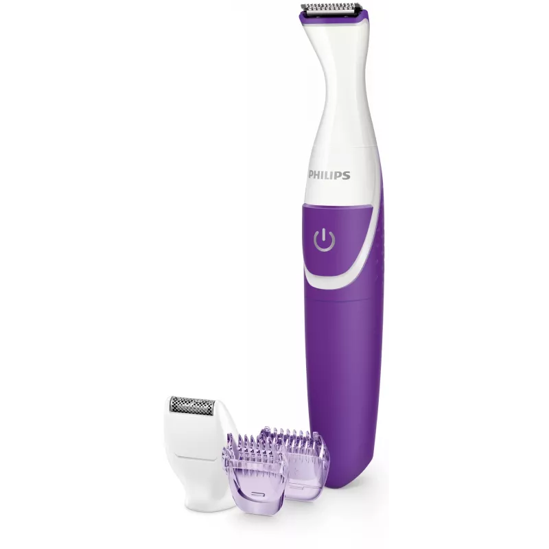 Bikinio zonos kirpimo mašinėlė Philips Essential BRT383/15, 3 ilgio nustatymai, AA baterija, 120 min. veikimo laikas, balta/violetinė