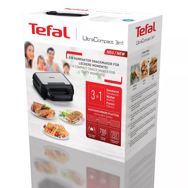 Tefal SW383D10 sumuštinių keptuvė 700 W Juoda, Nerūdijančio plieno