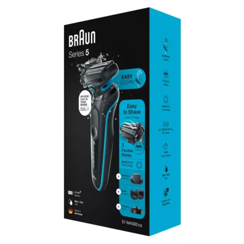 Braun Series 5 51-M4500cs folijos skutiklis Juoda, Mėlyna