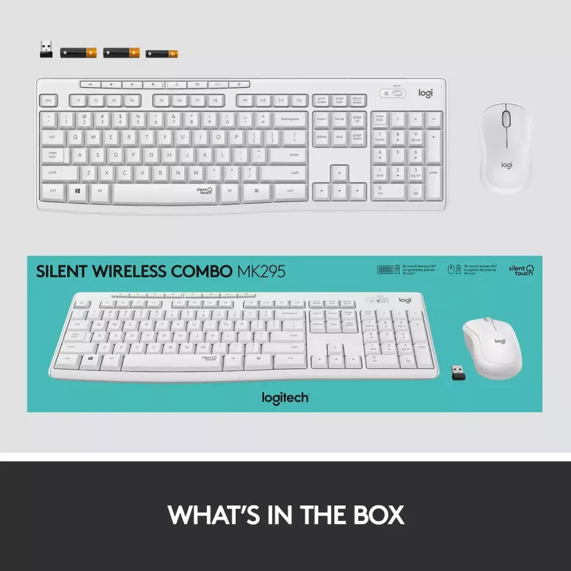 Belaidis klaviatūros ir pelės rinkinys Logitech MK295 Silent