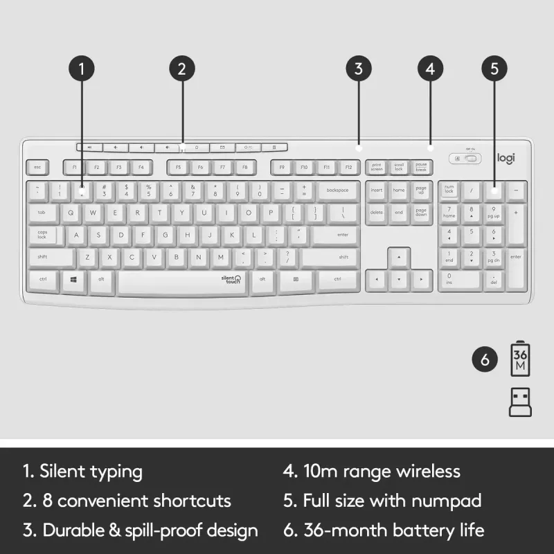 Belaidis klaviatūros ir pelės rinkinys Logitech MK295 Silent