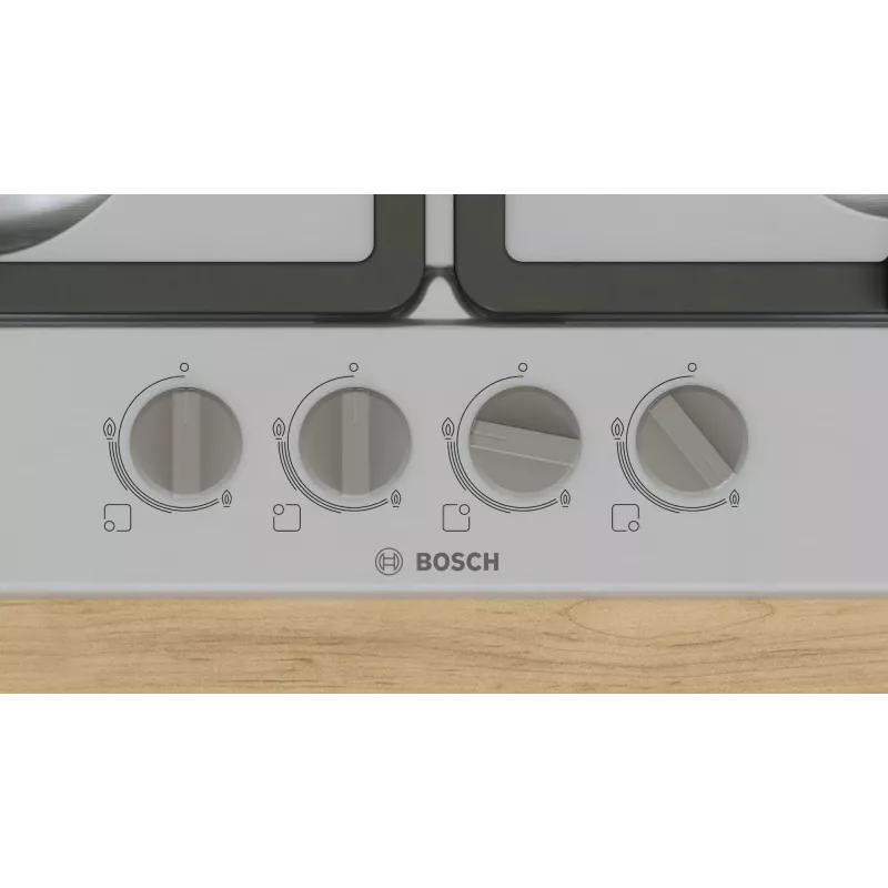 Įmontuojama dujinė kaitlentė Bosch Serie 4 PGH6B5K90, 4 zonų nerūdijantis plienas, 60 cm, sukamieji valdikliai, wok degiklis