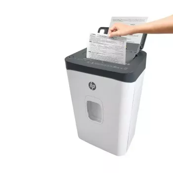 Popieriaus smulkintuvas HP ONESHRED Auto 200CC — automatinis tiekimas 200 lapų talpa, mikro pjovimas P-4, 28 l dėžė, balta-pilka