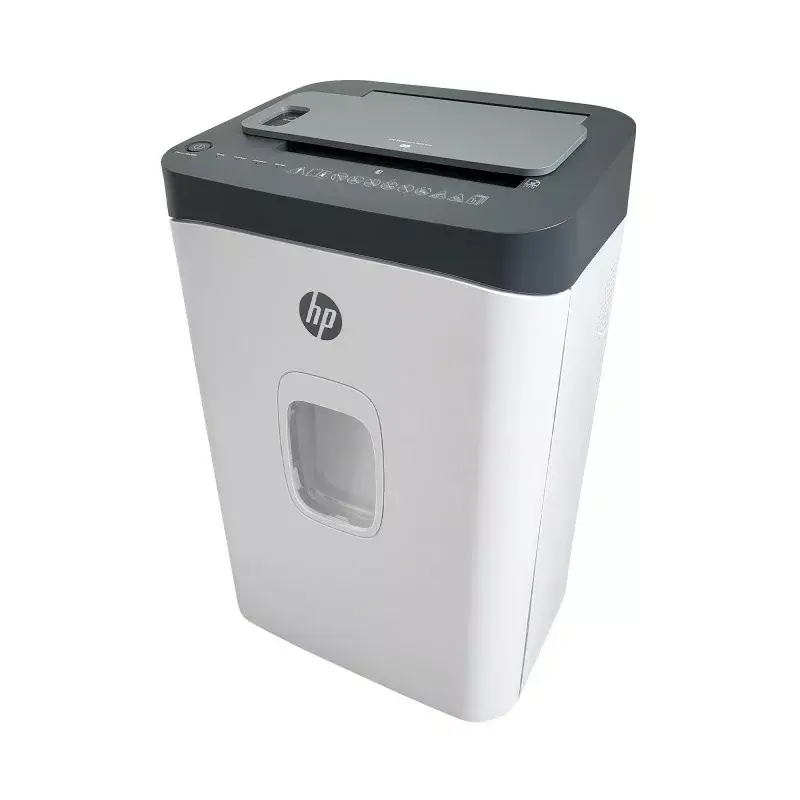Popieriaus smulkintuvas HP ONESHRED Auto 200CC — automatinis tiekimas 200 lapų talpa, mikro pjovimas P-4, 28 l dėžė, balta-pilka