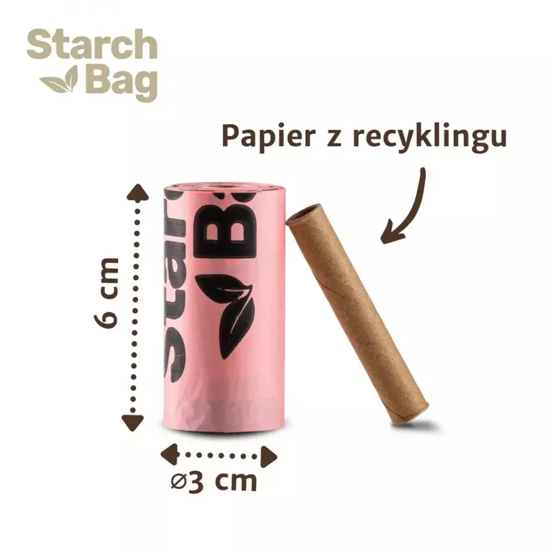 Kompostuojami išmatų maišeliai Starch Bag STARCHBAG BIO alyviniai, augalinės skaidulos, 8 × 15 vnt.