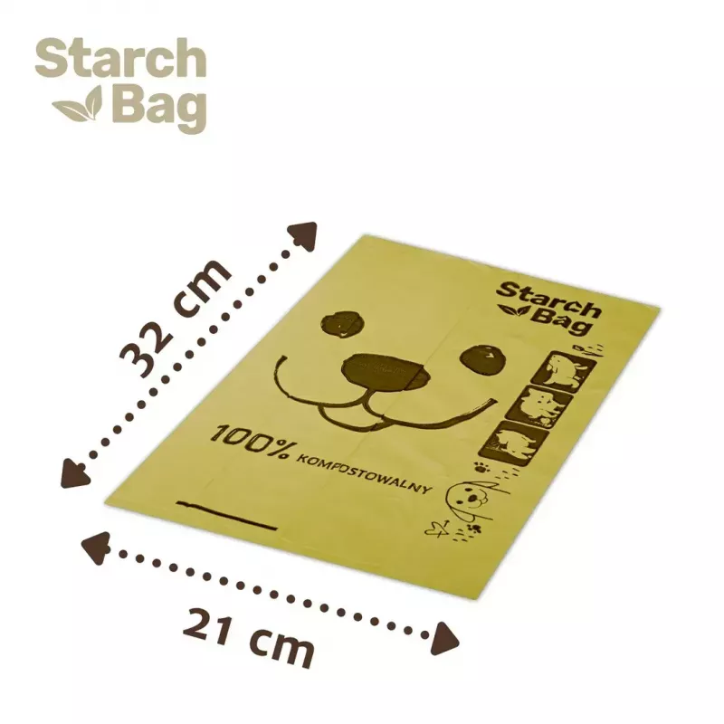 Kompostuojami išmatų maišeliai Starch Bag STARCHBAG BIO alyviniai, augalinės skaidulos, 8 × 15 vnt.
