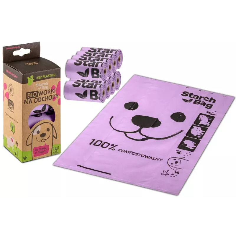 Kompostuojami išmatų maišeliai Starch Bag STARCHBAG BIO alyviniai, augalinės skaidulos, 8 × 15 vnt.