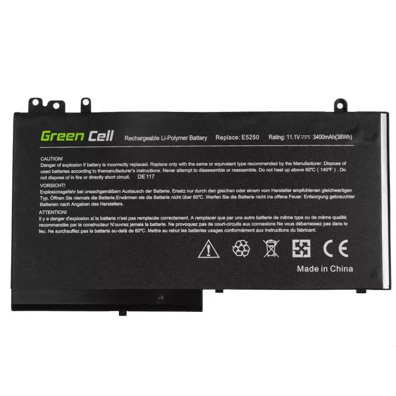 „Green Cell DE117“ baterija, skirta „DELL Latitude 11 3150/3160“, „12/ E5250/E5270“ — LiPo 11,1 V 3400 mAh, 4 celės, juoda