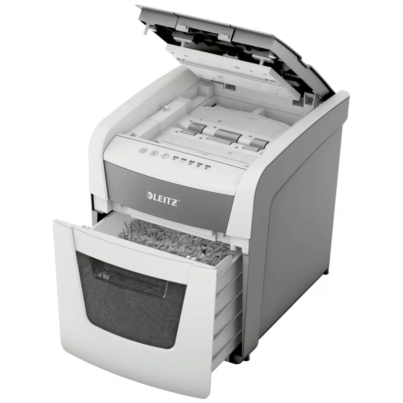 Popieriaus smulkintuvas LEITZ IQ Autofeed Small Office50 P4 — mikro pjovimas 4x28 mm, automatinis 50 lapų padavimas, 22 cm anga, 20 L talpykla